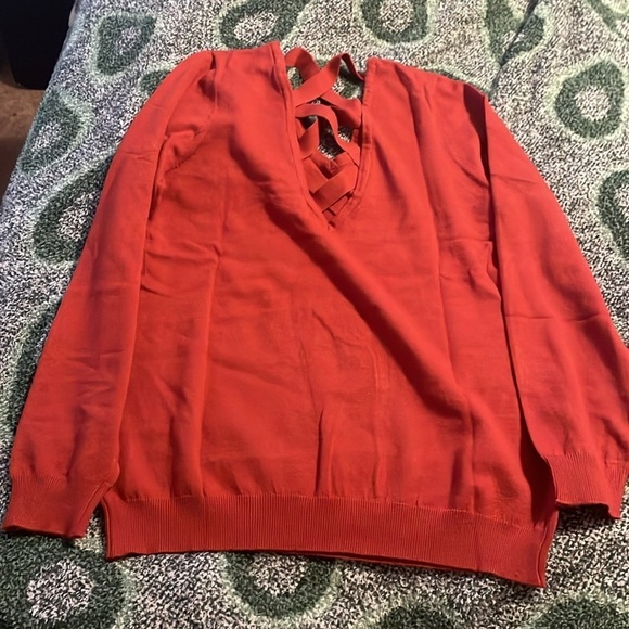 NWOT Love Ellie Burnt Orange Long Sleeve Cozy Sweater Medium Career Preppy - Picture 2 of 5